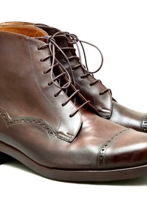 toe cap derby brogue boot  | brown | calf